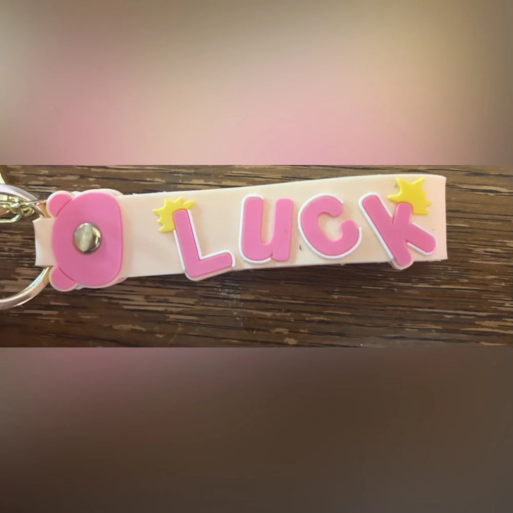 Labubu Pink Cream Fuzzy Collectible Keychain